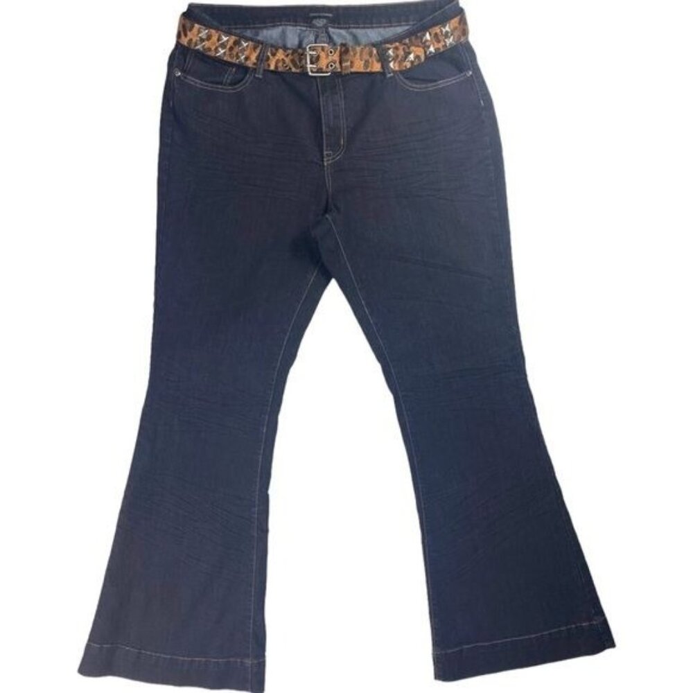 Ashley Stewart Plus Size Wide Leg Jeans w/Leopard Printed Belt Size (16)
